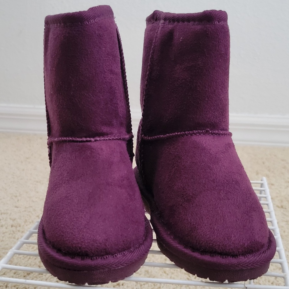 Dawgs Microfiber Boots Toddler 4/5 Purple Faux Shearling Memory Foam Slip Resist - Picture 2 of 9